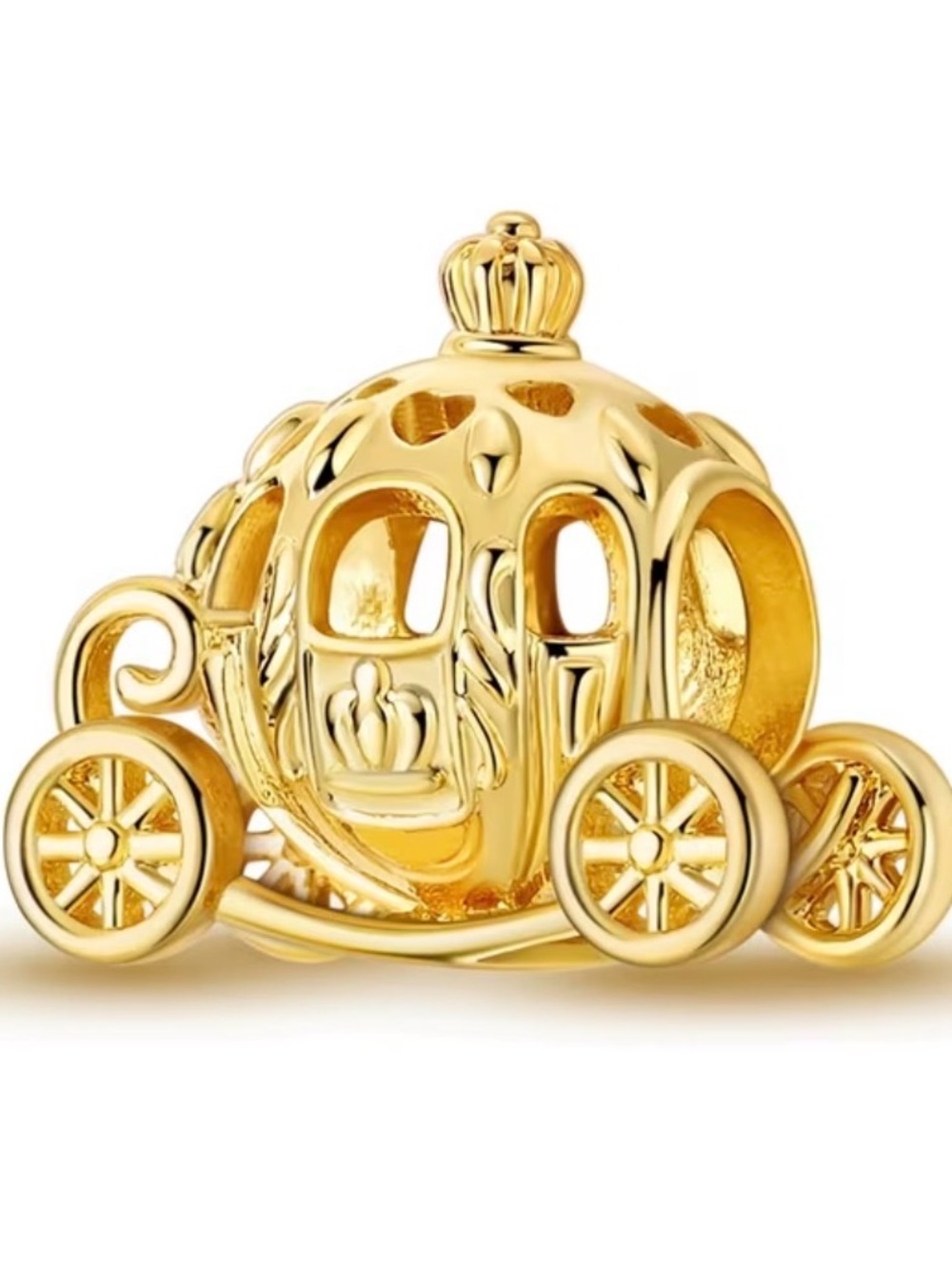 New gold Cinderella's carriage pandora style charm